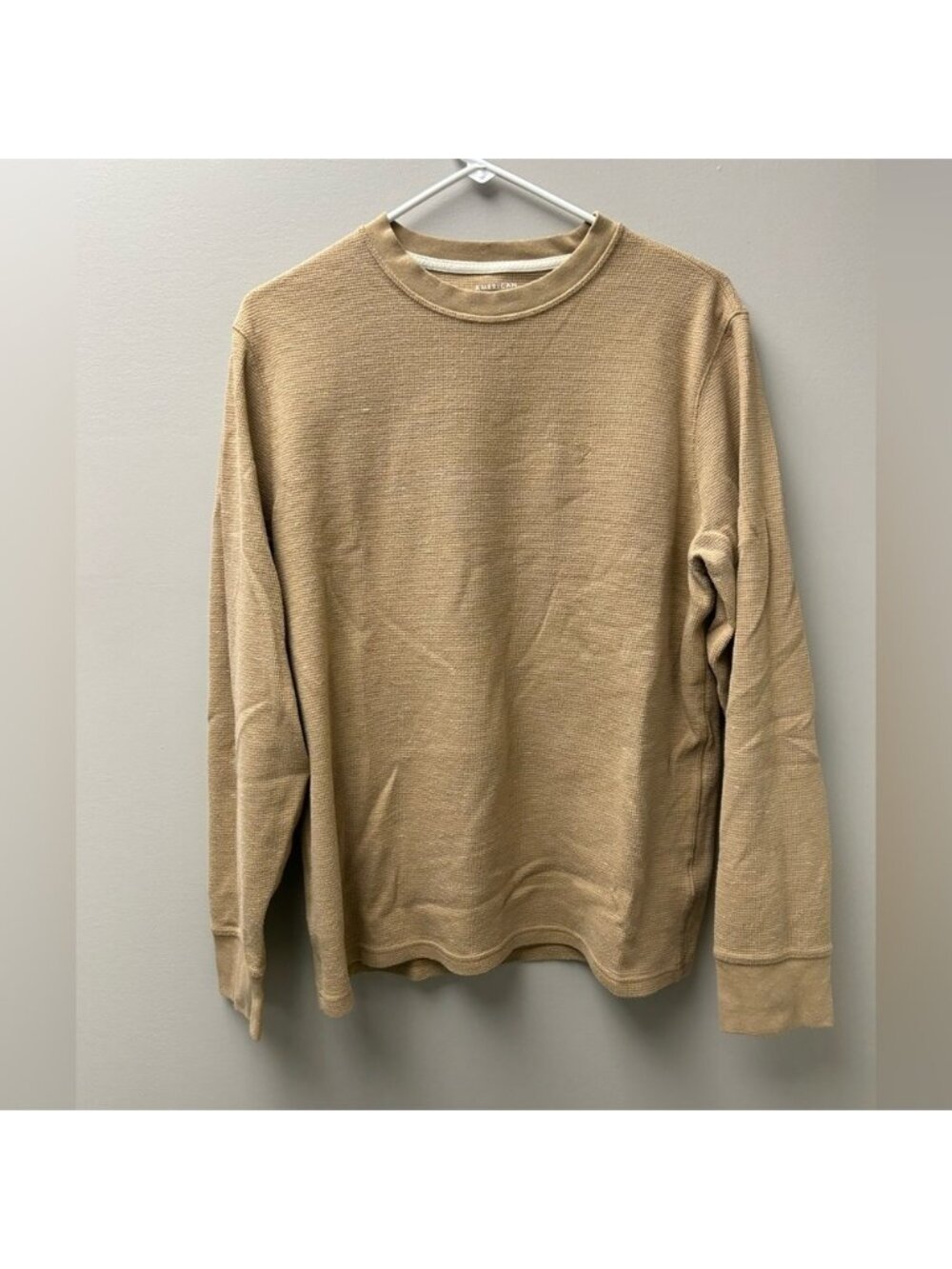 American Eagle Super Soft Fit Tan Waffleknit Long Sleeve